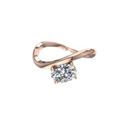 Solitaire diamant naturel ovale 0.50 carat or rose Raffaella